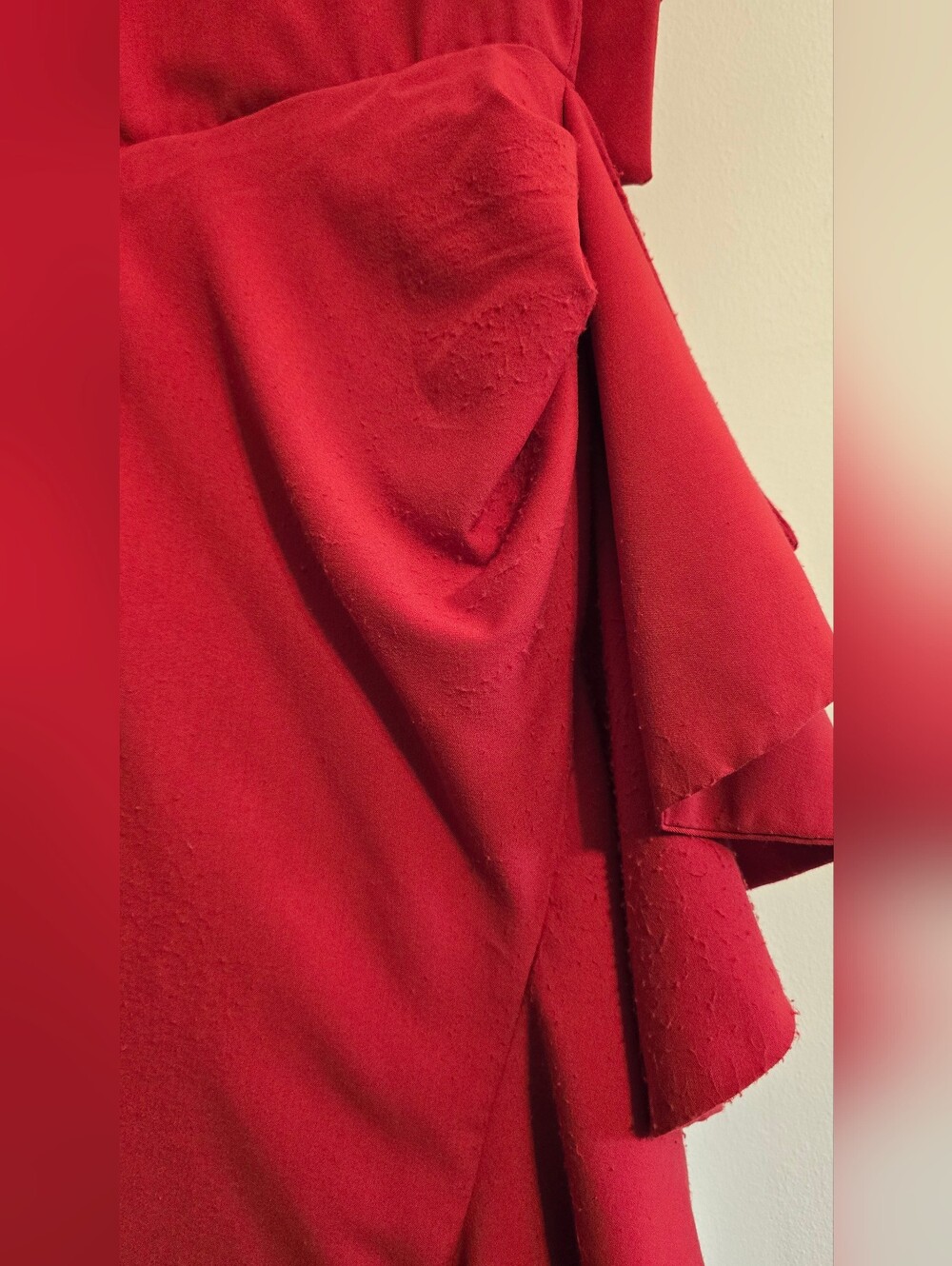Grass-Fields Red Ruffle Cold-Shoulder High low corset dress Size 8 - Picture 13 of 15